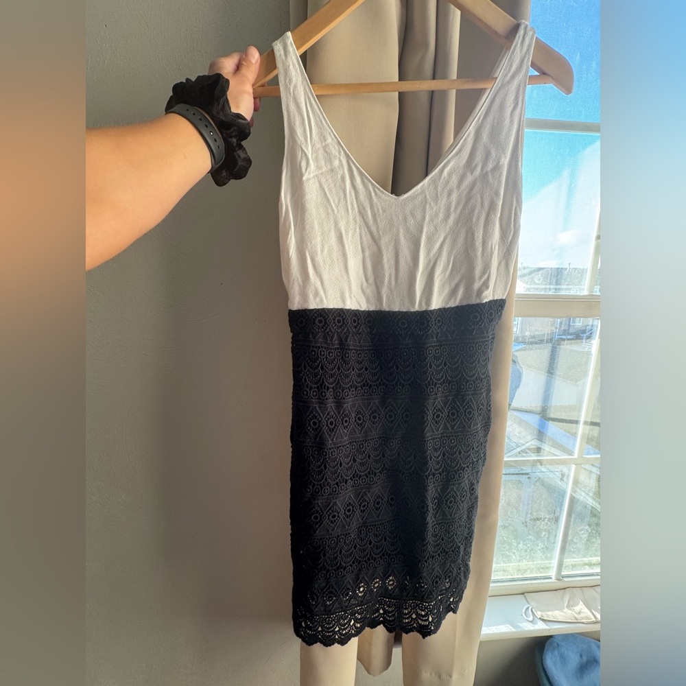 Loft black and white lace dress | size 0p